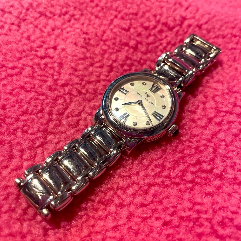 DAVID YURMAN classic quartz stainless steel watch with genuine diamonds